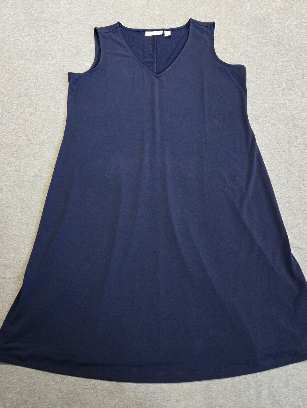 Susan Graver Womens Tank Dress MP Navy Blue Sleeveless Stretch  Liquid Knit Med